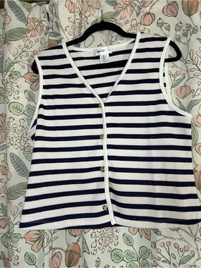 Bailey 44 Navy and White Striped Sleeveless Cardigan